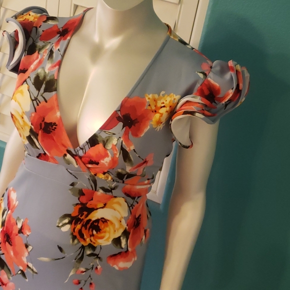 Blue Dress with Floral Print Size 3X - Picture 3 of 4